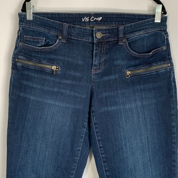 Victoria’s Secret Dark Blue Cropped Jeans with Zippers - Picture 2 of 8